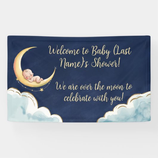 Über dem Mond Baby Celestial-Themed Baby Dusche Banner (Horizontal)