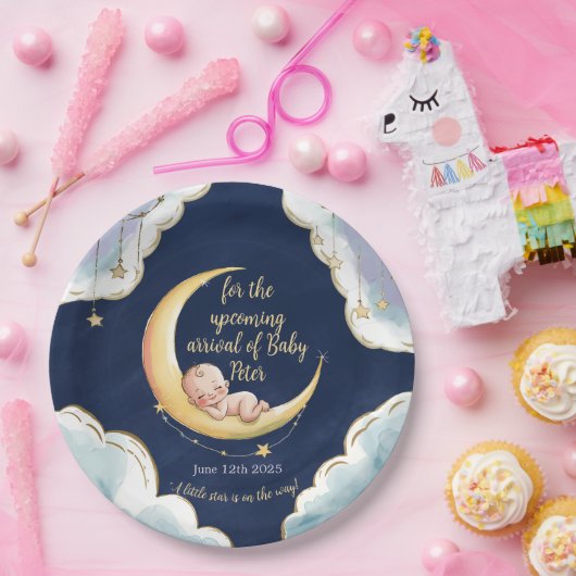 Über dem Mond Baby Celestial-Themed Baby Dusche Pappteller (Party)
