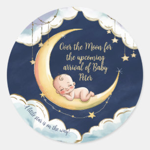 Über dem Mond Baby Celestial-Themed Baby Dusche Runder Aufkleber