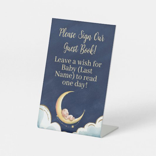 Über dem Mond Baby Celestial-Themed Baby Dusche Sockelschild (Vorderseite)