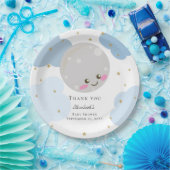 Über dem Mond Baby Dusche Blue Niedlich Gold Kawai Pappteller (Party)