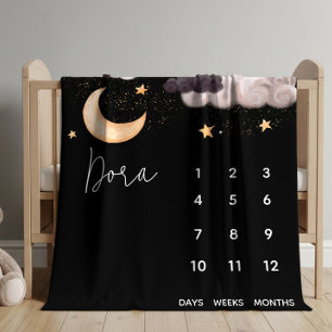 Über dem Mond Baby Meilenstein Fleece Baby Blanket