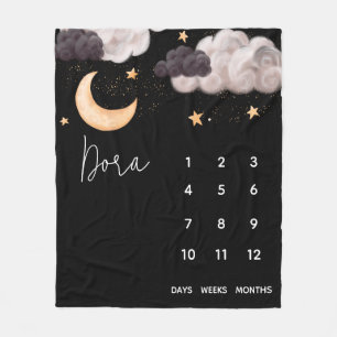 Über dem Mond Baby Meilenstein Fleece Baby Blanket