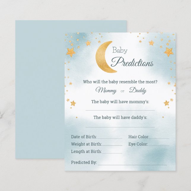 Über dem Mond Baby Predictions Baby Shower Game (Vorne/Hinten)