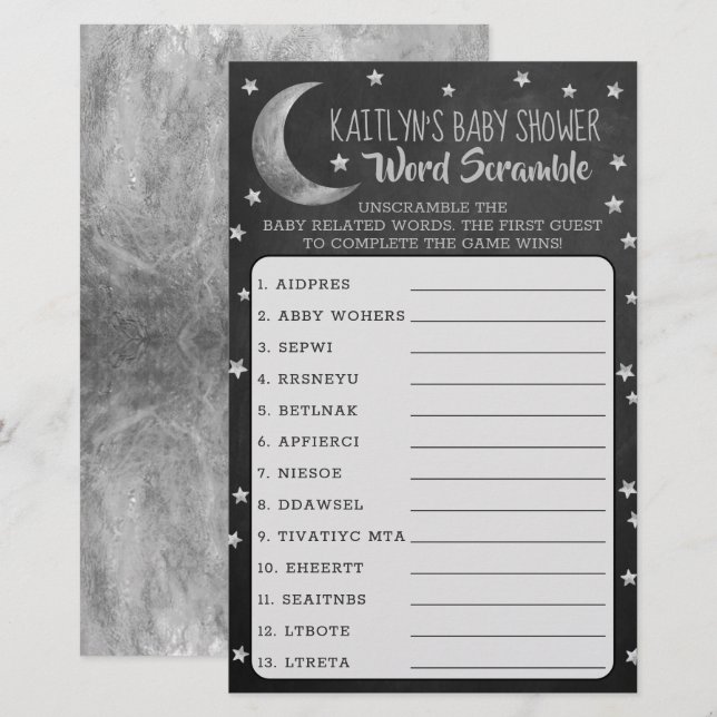 Über dem Mond | Baby Shooter Word Scramble Game (Vorne/Hinten)