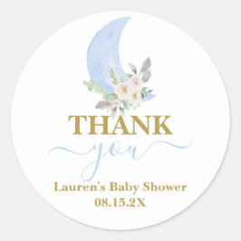 Über dem Mond Baby Shower Boy Round Sticker