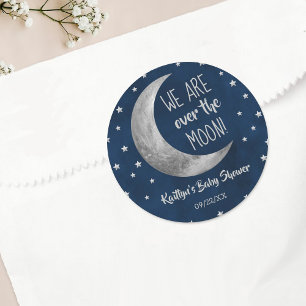 Über dem Mond   Baby Shower Classic Round Sticker