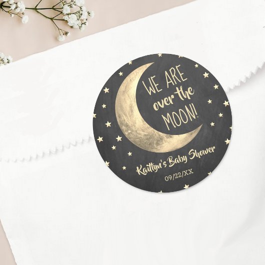 Über dem Mond | Baby Shower Classic Round Sticker