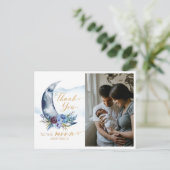 Über dem Mond Baby Shower Foto Danke Postcard Postkarte (Stehend Vorderseite)