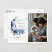 Über dem Mond Baby Shower Foto Danke Postcard Postkarte (Vorne/Hinten)