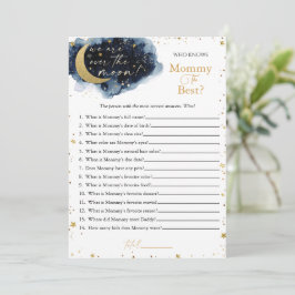 Über dem Mond Baby Shower Game, das Mama Fly kennt Einladung