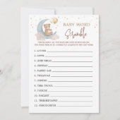 Über dem Mond Baby Shower Word Scramble Game Card Einladung (Vorderseite)