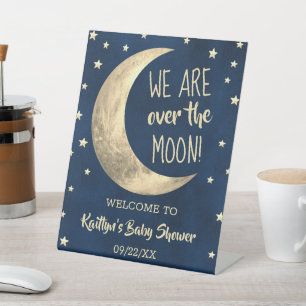 Über dem Mond Babydusche Begrüßung Sockelschild