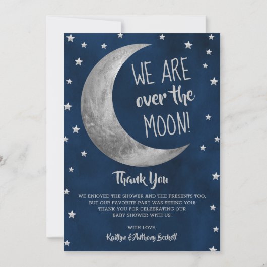 Über dem Mond | Babydusche Dankeskarte (Vorderseite)