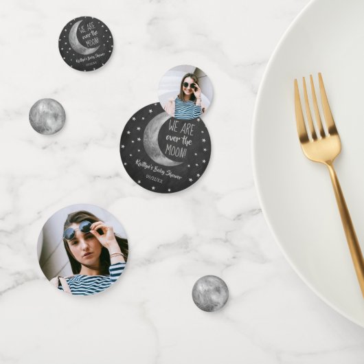 Über dem Mond | Babydusche Foto Konfetti (Gruppe)