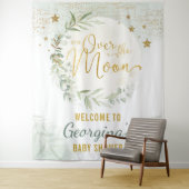 Über dem Mond Babydusche Grüne Gold Willkommen Wandteppich (Beispiel)