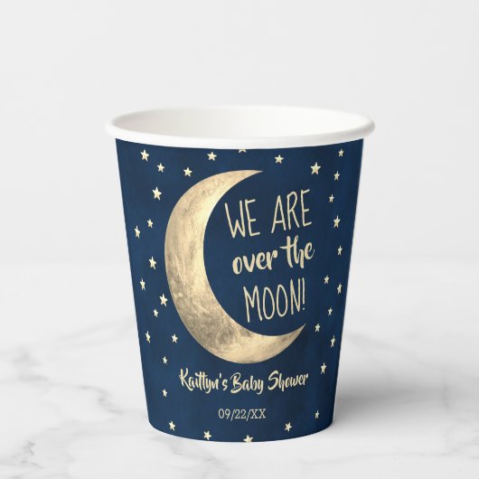 Über dem Mond | Babydusche Pappbecher (Rückseite)