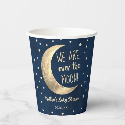 Über dem Mond | Babydusche Pappbecher (Vorderseite)