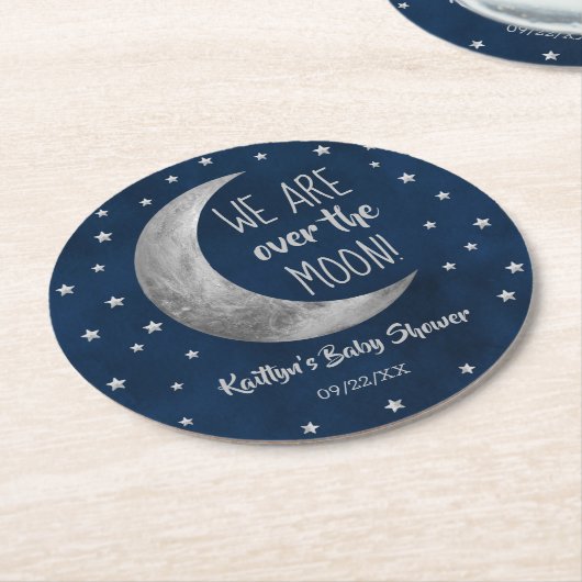 Über dem Mond | Babydusche Runder Pappuntersetzer (Angewinkelt)