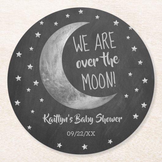 Über dem Mond | Babydusche Runder Pappuntersetzer (Vorderseite)