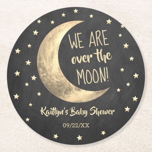 Über dem Mond | Babydusche Runder Pappuntersetzer (Vorderseite)