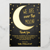 Über dem Mond | Babydusche Vielen Dank Folieneinladung (Vorderseite)