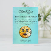 Über dem Mond Babyduschenfest Dankeskarte (Stehend Vorderseite)