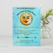 Über dem Mond Babyduschenfest Einladung (Stehend Vorderseite)