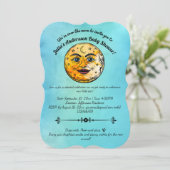 Über dem Mond Babyduschenfest Einladung (Stehend Vorderseite)