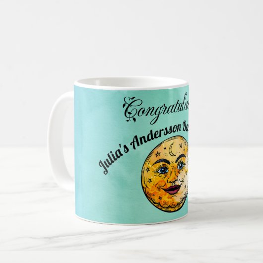 Über dem Mond Babyduschenfest Kaffeetasse (Vorderseite Links)