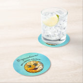 Über dem Mond Babyduschenfest Runder Pappuntersetzer (Vor Ort)