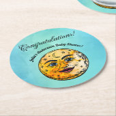 Über dem Mond Babyduschenfest Runder Pappuntersetzer (Angewinkelt)