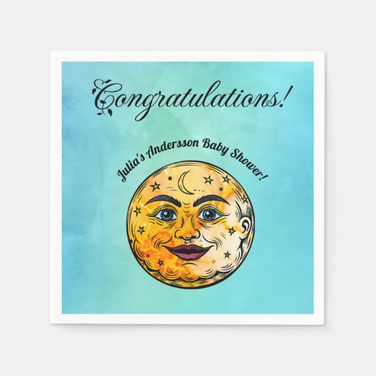 Über dem Mond Babyduschenfest Serviette (Vorderseite)