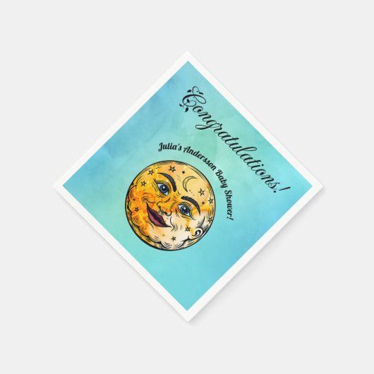 Über dem Mond Babyduschenfest Serviette (Ecke)