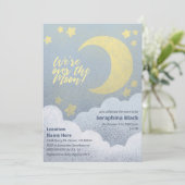 Über dem Mond Babyduschenstars und Wolken Einladung (Stehend Vorderseite)