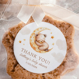 Über dem Mond Bear Baby Shooter Vielen Dank Runder Aufkleber