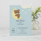 Über dem Mond Bear Babydusche Einladung (Stehend Vorderseite)