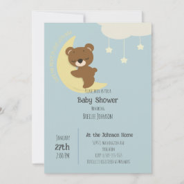 Über dem Mond Bear Babydusche Einladung