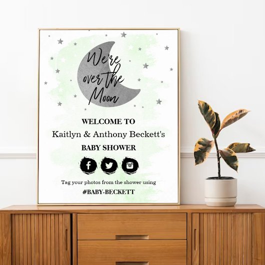 Über dem Mond | Begrüßungszeichen für neutrale Bab Poster