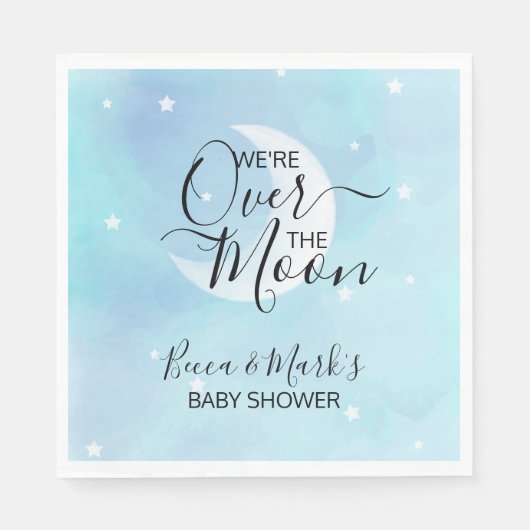 Über dem Mond Blau Danke, Baby Dusche Napkins Serviette (Vorderseite)