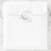 Über dem Mond Blau und Silber Quadratischer Aufkleber (Tasche)