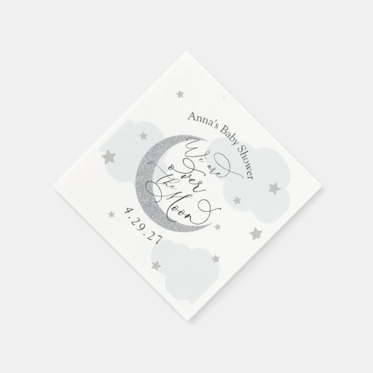 Über dem Mond Blau und Silber Serviette (Ecke)