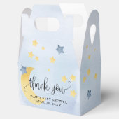 Über dem Mond, blaue Baby Duschmäppchen Sterne Geschenkschachtel (Geöffnet)