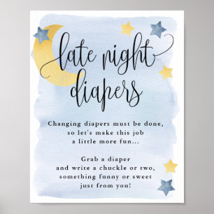 Über dem Mond blauer Spätabenteuer-Aktivpos Poster