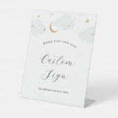 Über dem Mond blauer Text-Zeichen Sockelschild (Vorderseite)