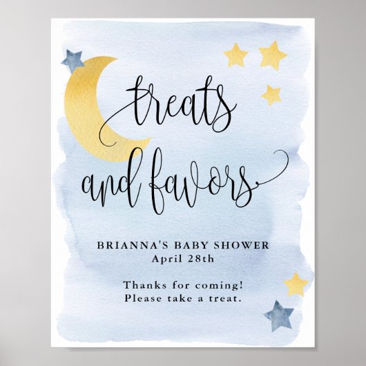 Über dem Mond, Blue Baby Dusche Leckereien und Gef Poster (Vorne)