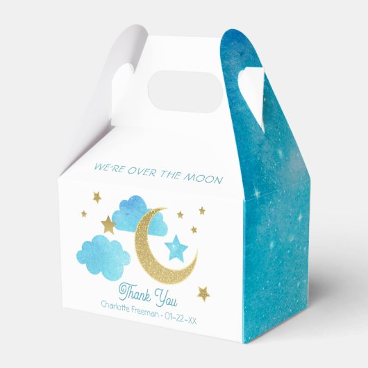 Über dem Mond Blue Baby Duwer Fevor Box Geschenkschachtel (Rückseite)