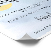 Über dem Mond, Blue Baby Shower Sock Hunt Game Poster (Ecke)