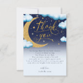 Über dem Mond Blue Boy Baby Dusche Danke (Vorderseite)