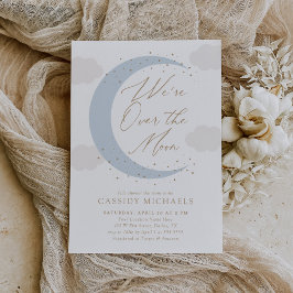 Über dem Mond Blue Boy Baby Dusche Einladung